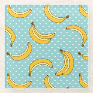 Bananen und Polk-Punkte Glasuntersetzer
