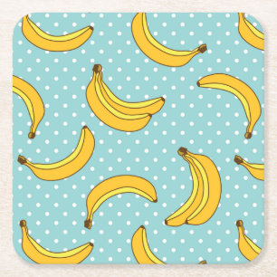 Bananen und Polk-Punkte Rechteckiger Pappuntersetzer
