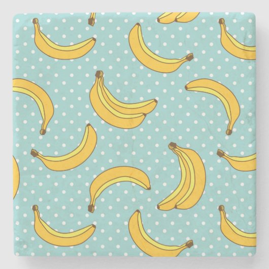 Bananen und Polk-Punkte Steinuntersetzer (Vorderseite)