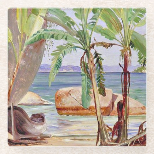 Bananen und Steine in Paqueta, Brasilien, Glasuntersetzer (Vorderseite)