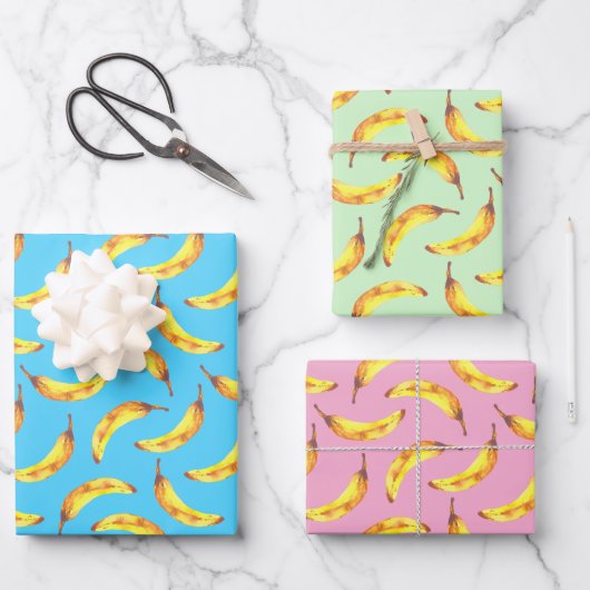 Bananen Wasserfarbmuster Geschenkpapier Set (Vorderseite)