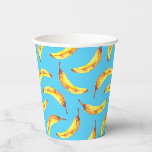 Bananen Wasserfarbmuster Pappbecher (Vorderseite)