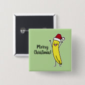 Bananen-Weihnachtsmannmütze-zujubelnder Button (Vorne & Hinten)