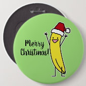 Bananen-Weihnachtsmannmütze-zujubelnder Button (Vorne & Hinten)