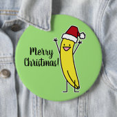 Bananen-Weihnachtsmannmütze-zujubelnder Button (Beispiel)