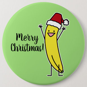 Bananen-Weihnachtsmannmütze-zujubelnder Button