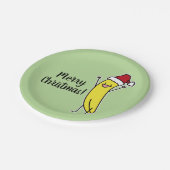 Bananen-Weihnachtsmannmütze-zujubelnder Pappteller (Schrägansicht)