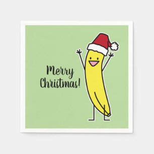 Bananen-Weihnachtsmannmütze-zujubelnder Serviette