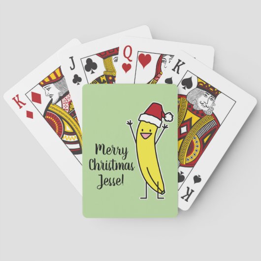 Bananen-Weihnachtsmannmütze-zujubelnder Spielkarten (Rückseite)