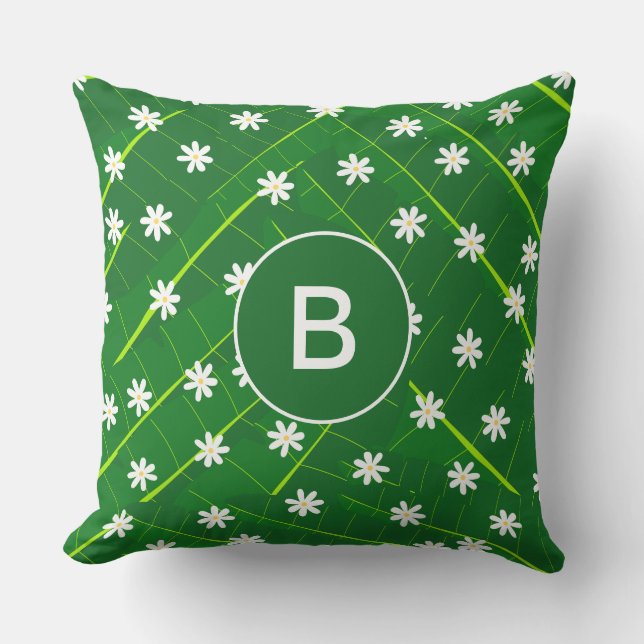 Bananenblätter und Blume, grün, botanisch Kissen (Vorderseite)