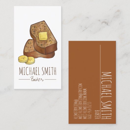 Bananenbrot Backwaren Backwaren Koch Bäckerei Fein Visitenkarte (Vorne/Hinten)