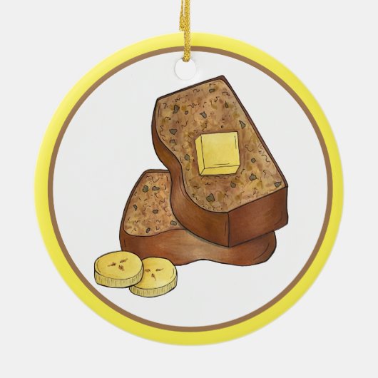 Bananenbrot, hausgemacht, mit Bäckerei gebacken Keramik Ornament (Hinten)