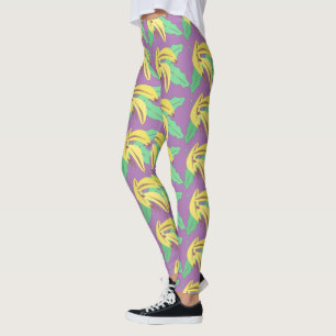 Bananenbündel Gelbes Muster Violette Leggings