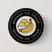 Bananeneis-Geschmack Retro-Vintage-Schwarz Button (Vorderseite)