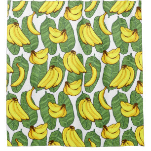 Bananenfrüchte Blätter tropisches Muster Duschvorhang