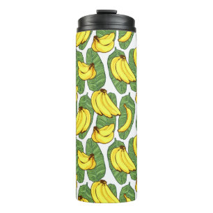 Bananenfrüchte Blätter tropisches Muster Thermosbecher