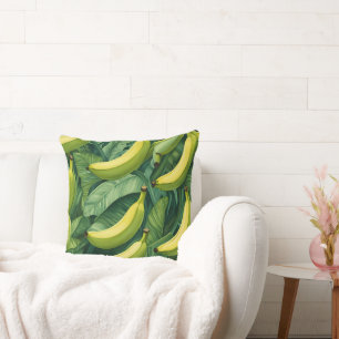 Bananenfrüchte und Blätter Tropisches Flair  Kissen