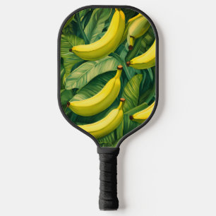 Bananenfrüchte und Blätter Tropisches Flair Pickleball Schläger