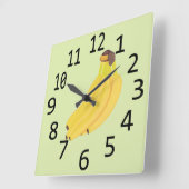 Bananenheft mit großen schwarzen Zahlen Quadratische Wanduhr (Winkel)