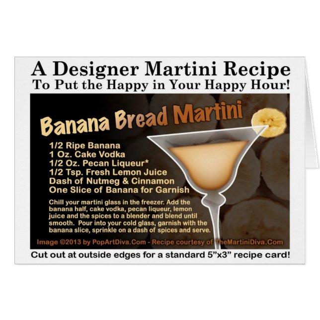 Bananenkuchen-Martini-Rezept-Karte (Vorderseite (Horizontal))