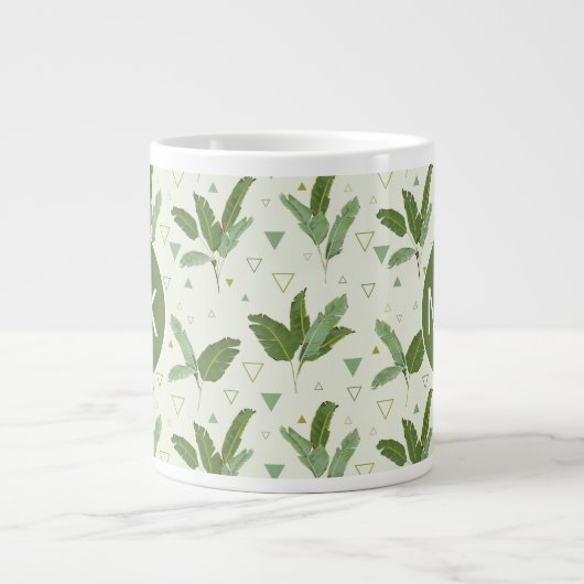Bananenleder mit Dreiecken| Monogramm Jumbo-Tasse (Vorderseite)