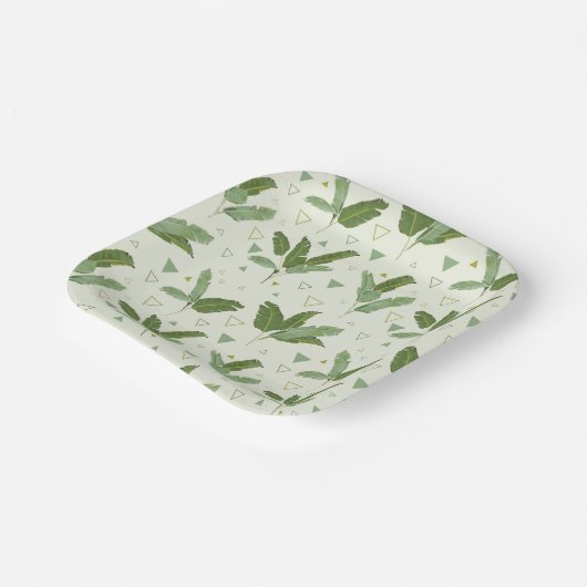 Bananenleder mit Dreiecken Pappteller (Gewinkelt)