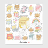 Bananenmilch und süße Cookies Sammelpackung Aufkleber (Blatt)