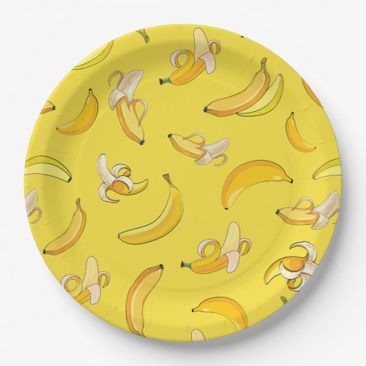 Bananenmuster 4 pappteller (Vorderseite)