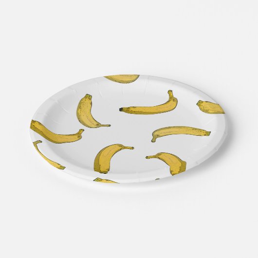 Bananenmuster Pappteller (Schrägansicht)