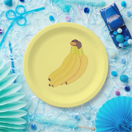 Bananenpapier-Teller mit reifen gelben Bananen Pappteller (Party)
