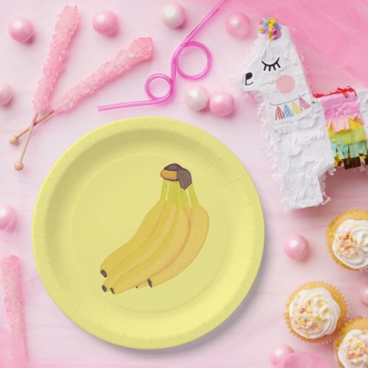 Bananenpapier-Teller mit reifen gelben Bananen Pappteller (Party)