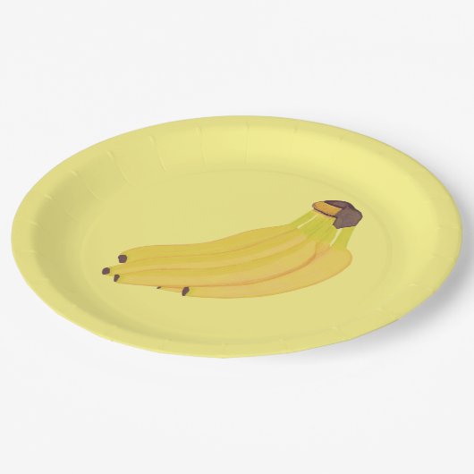 Bananenpapier-Teller mit reifen gelben Bananen Pappteller (Schrägansicht)