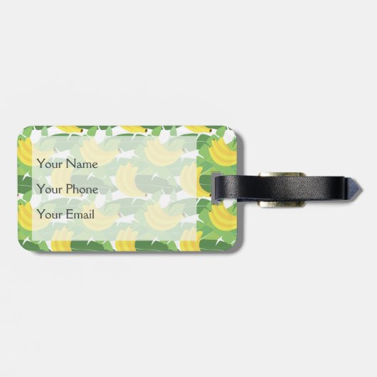 Bananenstaub und Obstmuster| Monogramm Gepäckanhänger (Rückseite horizontal)