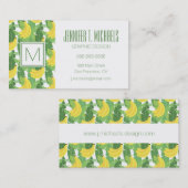 Bananenstaub und Obstmuster| Monogramm Visitenkarte (Vorne/Hinten)