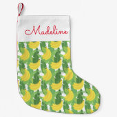 Bananenstaub und Obstmuster| Name hinzufügen Kleiner Weihnachtsstrumpf (Vorderseite)