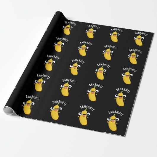 Bananuts Funny Crazy Banana Frucht Pun Dark BG Geschenkpapier (Ungerollt)
