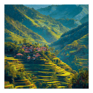 Banaue Philippinen Isoliertes Einheimisches Dorf V Poster