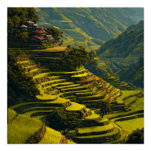 Banaue Philippinen Reisterrassen Vintage Reise Poster