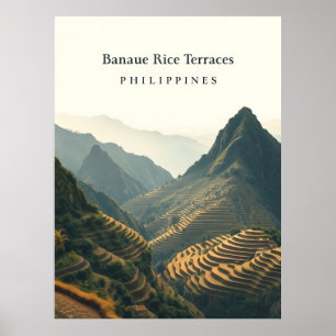 Banaue-Reisterrassen, Philippinen Illustration  Poster