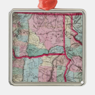 Bancrofts Karte von Oregon, Washington, Idaho Silbernes Ornament
