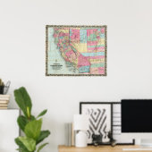 Bancroft's Map of California, Nevada Poster (Heimbüro)