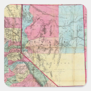 Bancroft's Map of California, Nevada Quadratischer Aufkleber