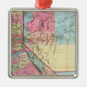 Bancroft's Map of California, Nevada Silbernes Ornament