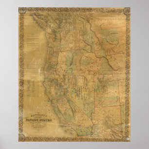 Bancroft's Map Of The Pacific States Poster