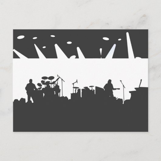 Band auf Bühne-Konzert-Silhouette B&W Postkarte (Vorderseite)