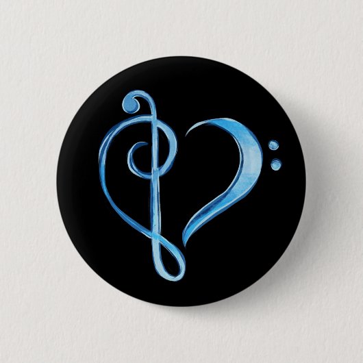 Band Class Bass and Treble Clef Heart Button (Vorderseite)