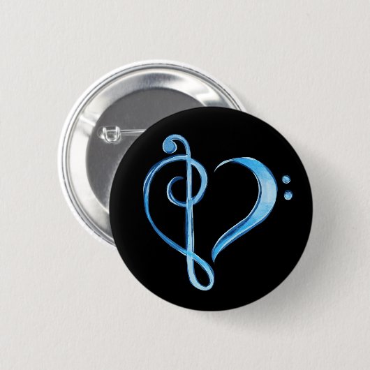Band Class Bass and Treble Clef Heart Button (Vorne & Hinten)