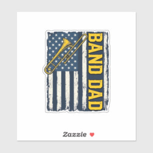Band-Dad-Posaune-Amerikanische-Flagge-Vintage-Shir Aufkleber