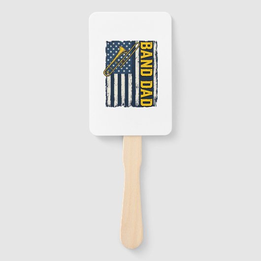 Band-Dad-Posaune-Amerikanische-Flagge-Vintage-Shir Fächer (Vorderseite)
