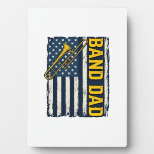 Band-Dad-Posaune-Amerikanische-Flagge-Vintage-Shir Fotoplatte